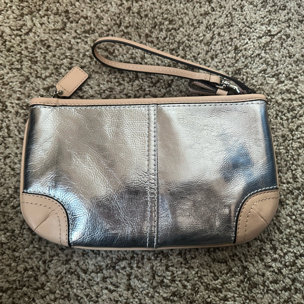 COACH Silver and Tan Women's Wristlet - NWT - Picture 3 of 6